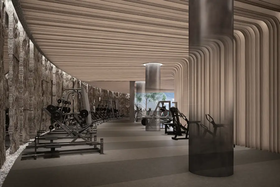 Gym with a curved timber ceiling