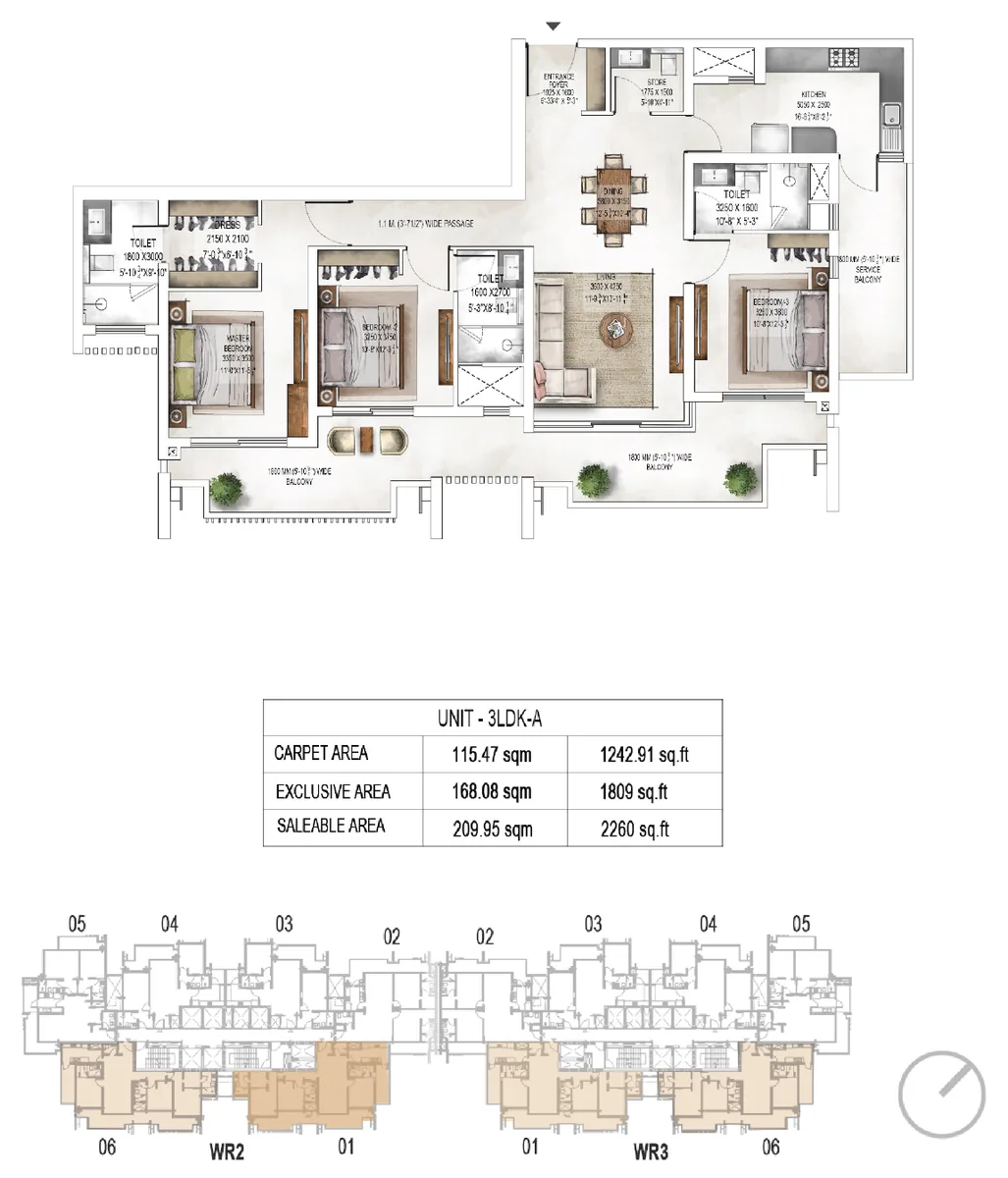 3 LDK floor plan